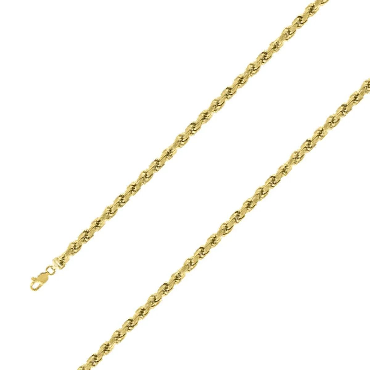925 Sterling Silver 5mm Yellow Gold Plated Rope Chain Size- 9"