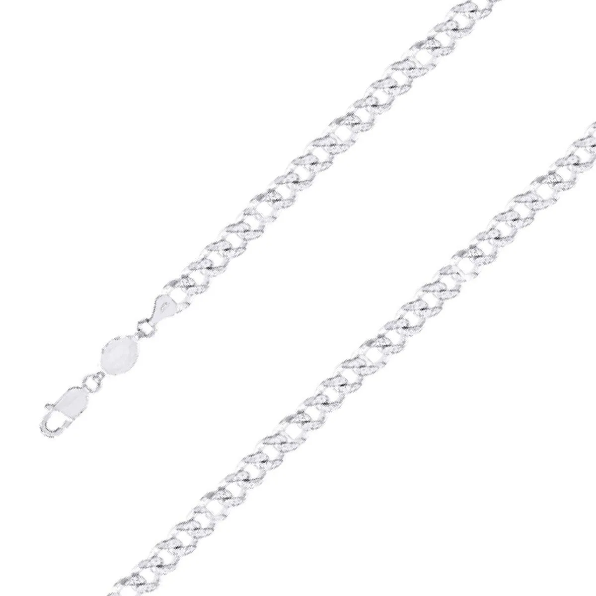 925 Sterling Silver Finish 9.5mm Diamond Cut Classic Cuban Chain Size- 8"