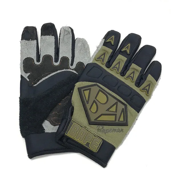 A Bathing Ape Bape Mad Face Factory BMX Gloves Olive