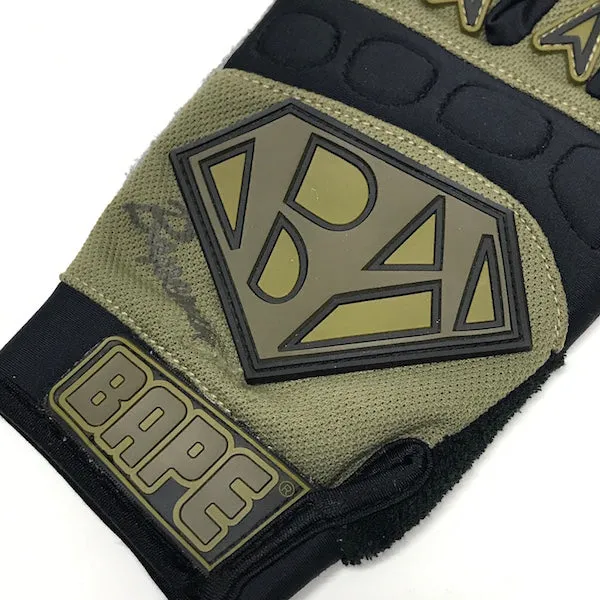 A Bathing Ape Bape Mad Face Factory BMX Gloves Olive