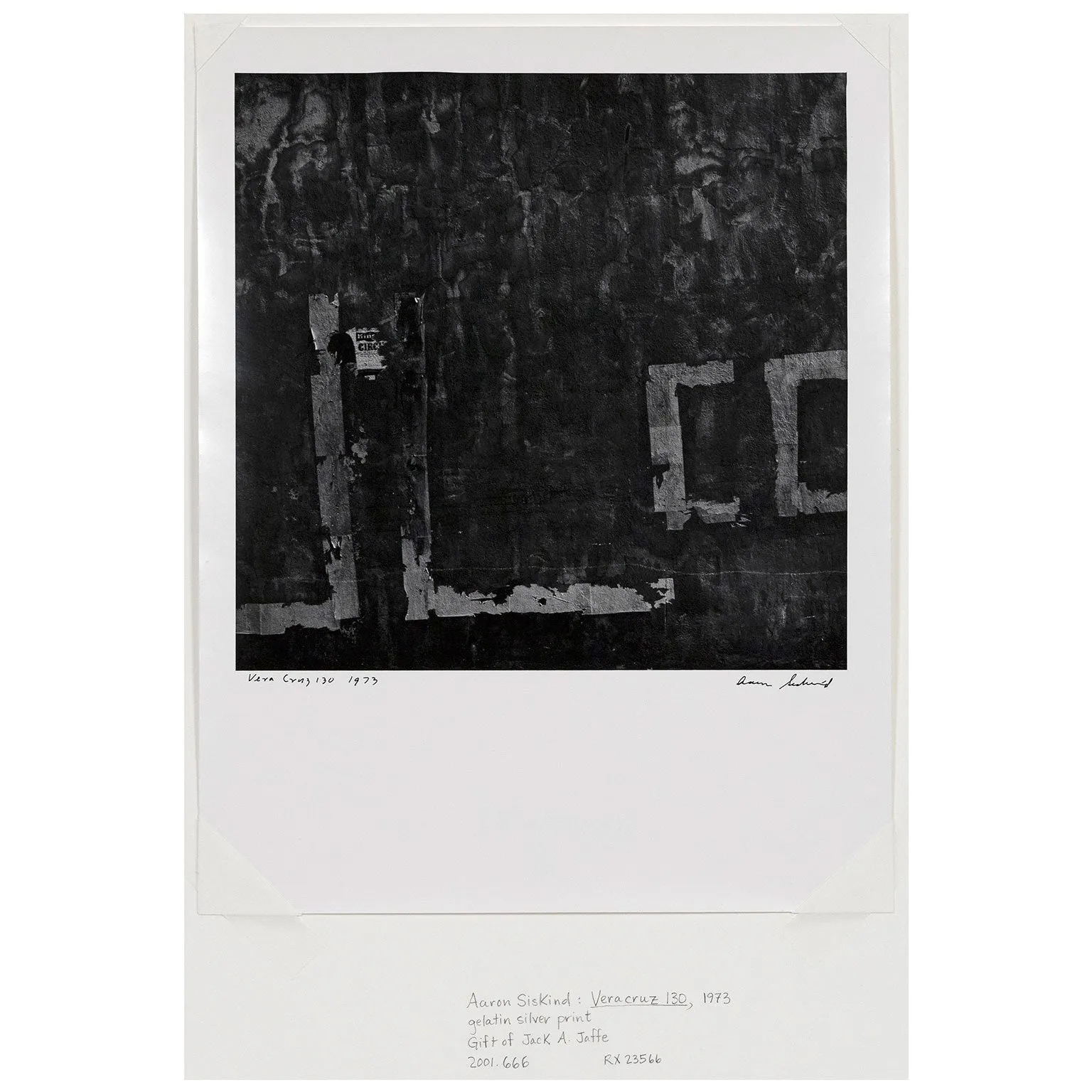 AARON SISKIND "VERACRUZ 130" PHOTO, 1973