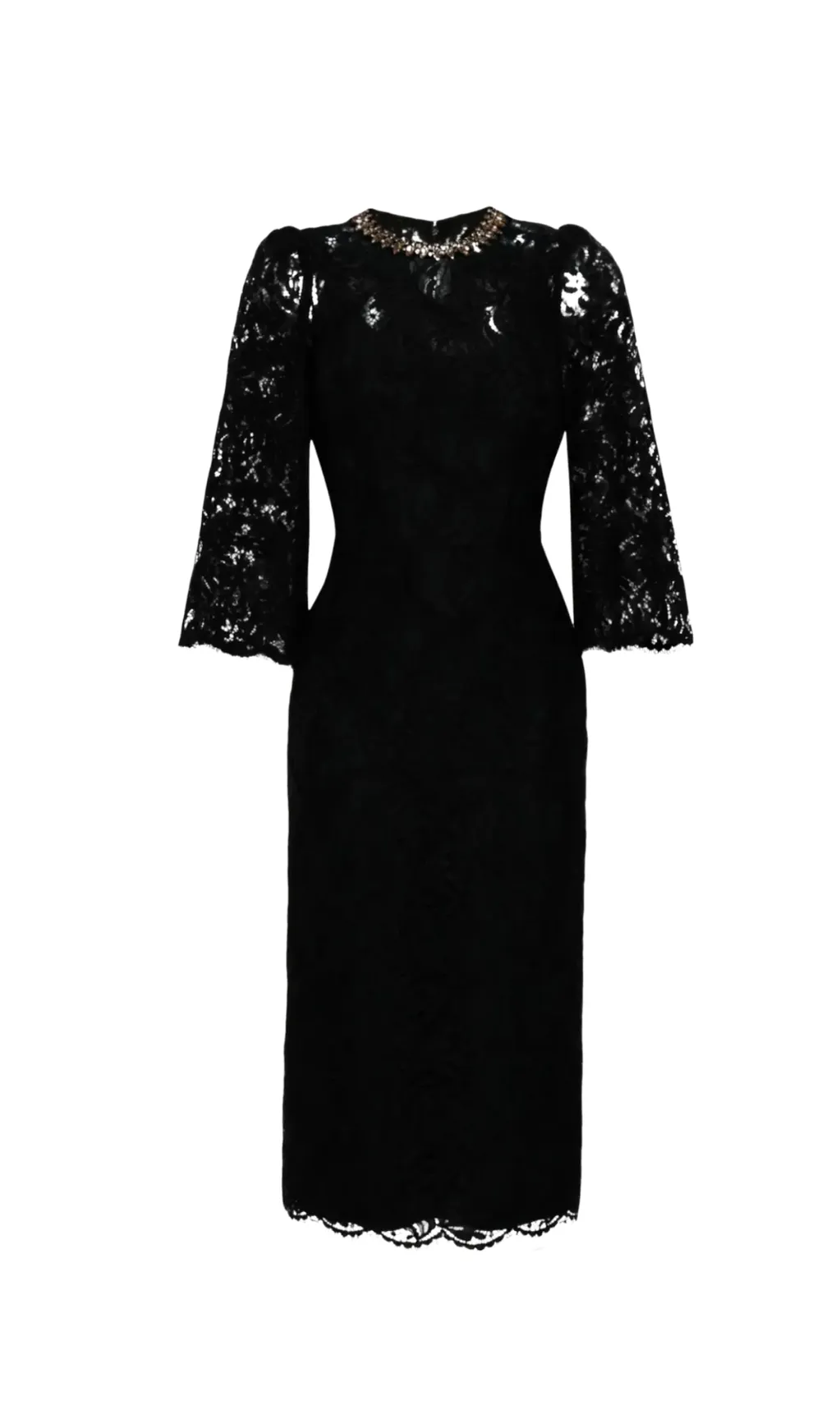 Acotas Lace Crystal-embellished Midi Dress in Black