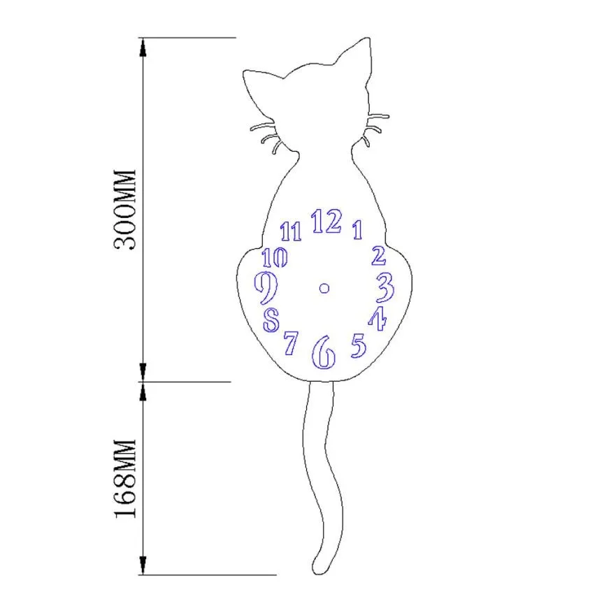 Acrylic Black Cat Pendulum Clock