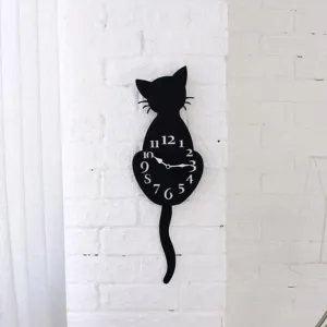 Acrylic Black Cat Pendulum Clock