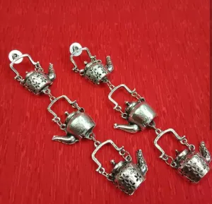 Afghani Tribal Bohemian Teapot Antique Jaipuri Jhumki Earrings