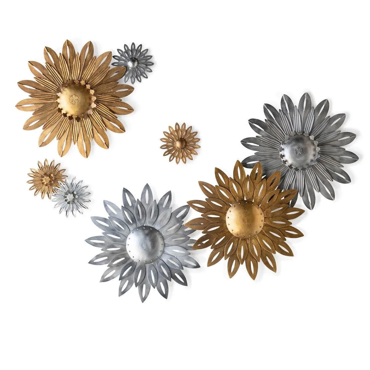 Aged Nickel Wall Dahlia, Large