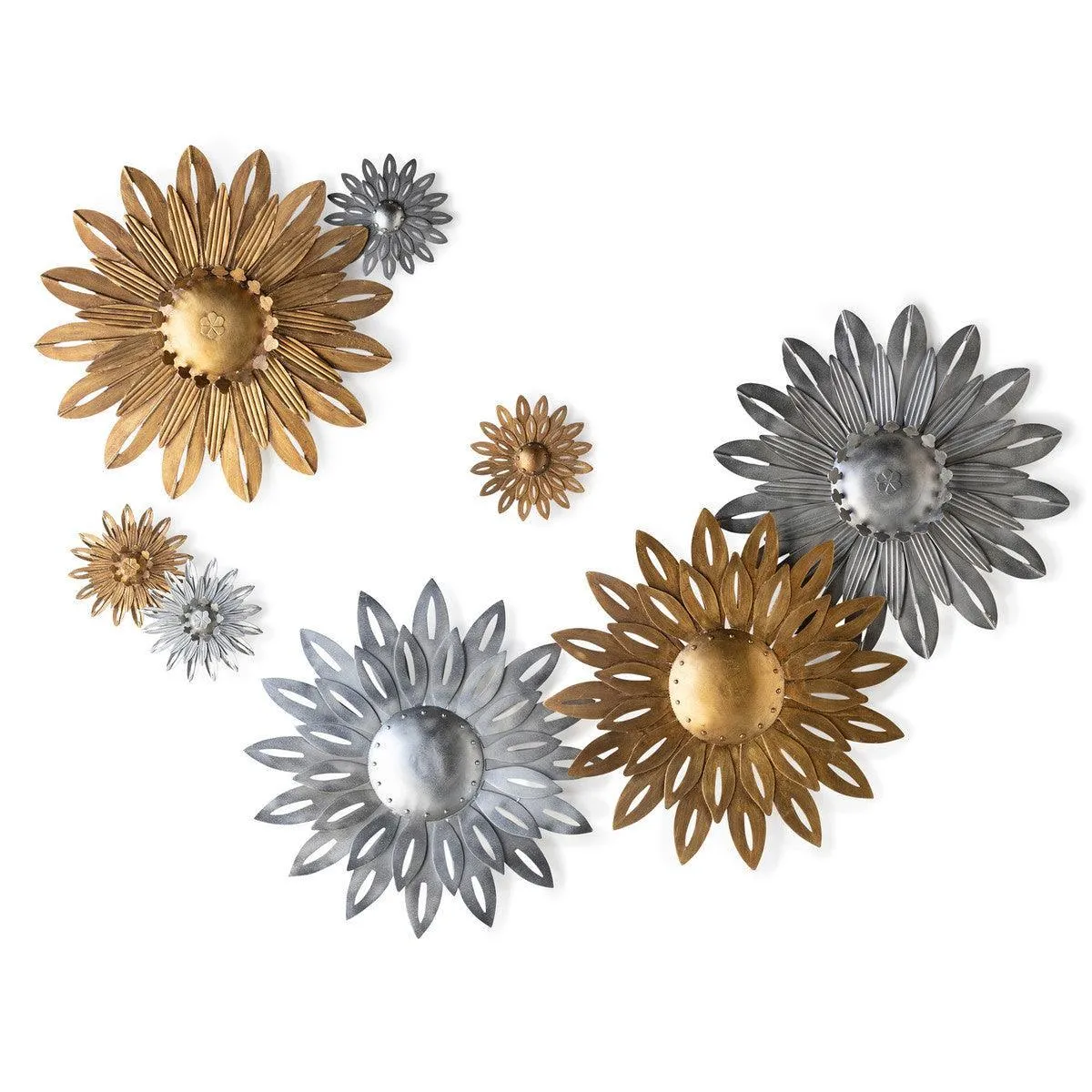 Aged Nickel Wall Sunflower, Small