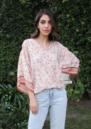 All That Glitters Metallic Floral Surplice Top