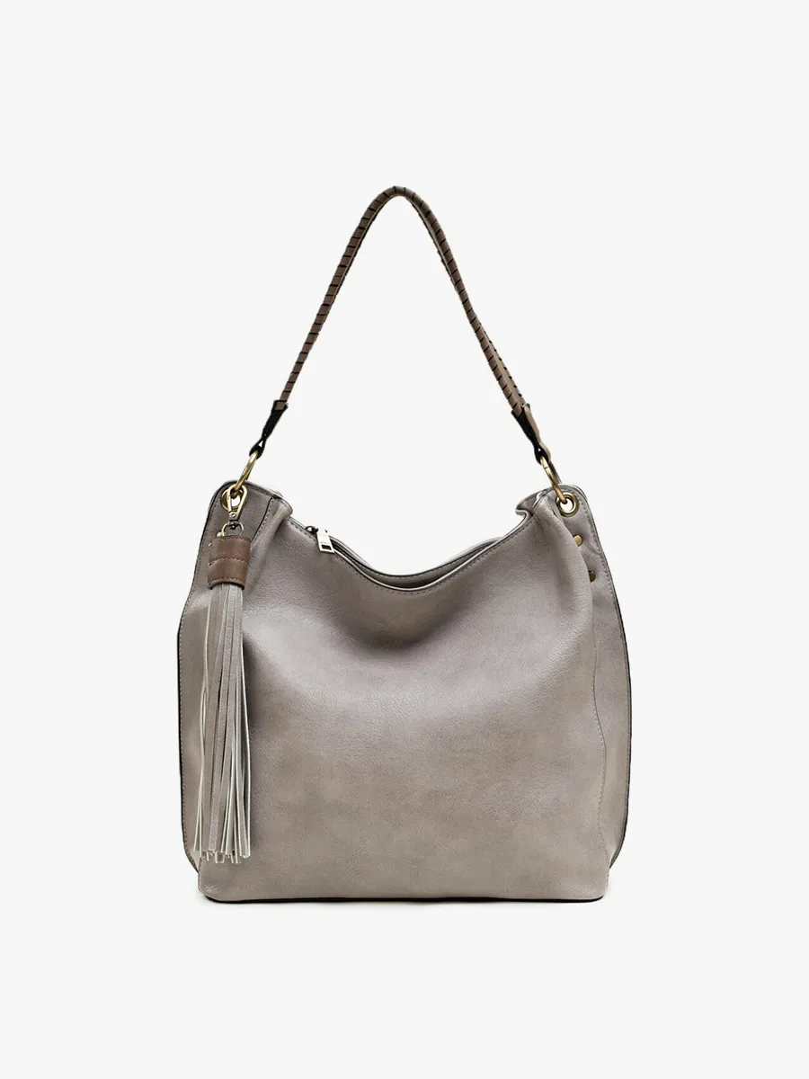 Amber Three Compartment Tassel Hobo Bag
