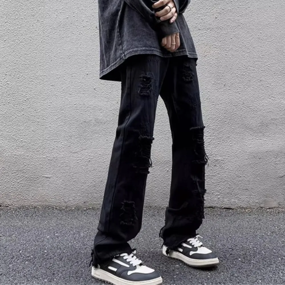 American High Street Hole Slim Straight Jeans