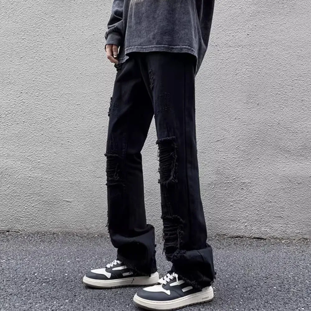 American High Street Hole Slim Straight Jeans