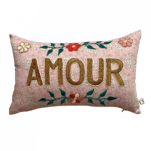 Amour Embroidered mini Cushion(flower)