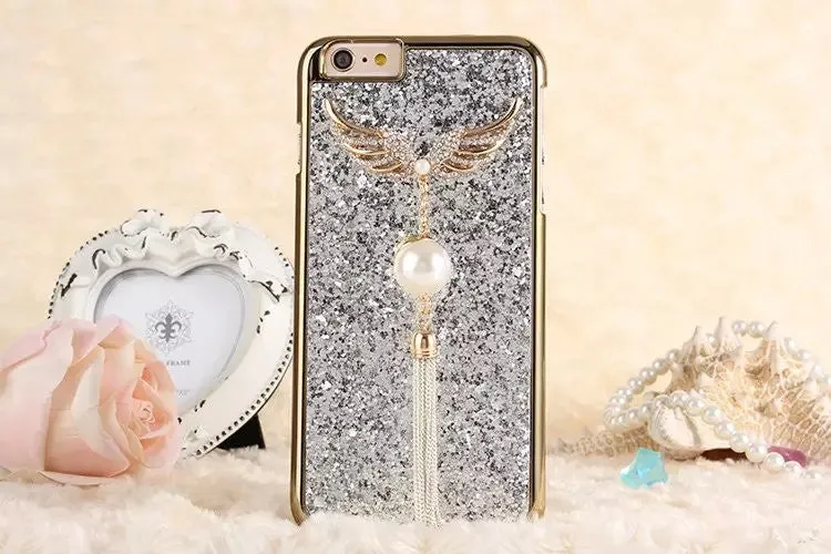 Angel wings bling encrusted tassel case-Iphone