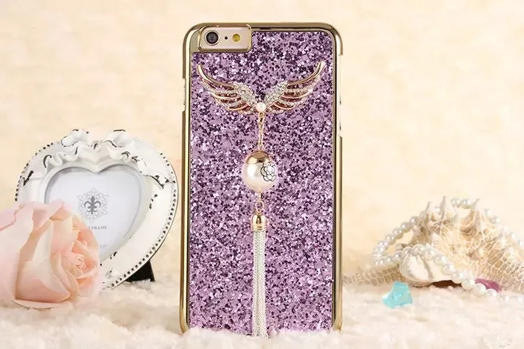 Angel wings bling encrusted tassel case-Iphone