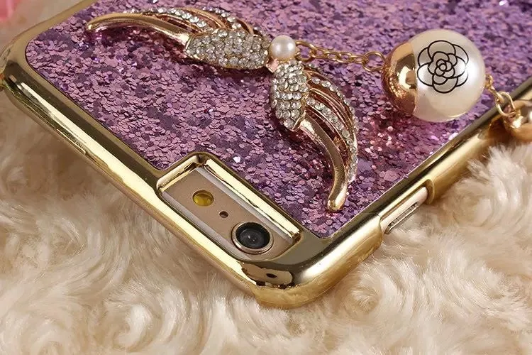 Angel wings bling encrusted tassel case-Iphone