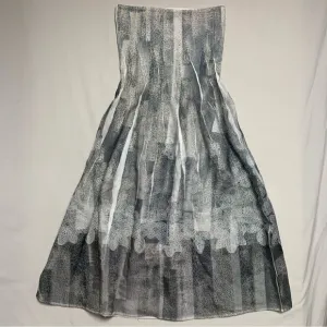 ANTHROPOLOGIE Boho Strapless Beach Dress Women’s Fit Flare Grey Printed Smocked