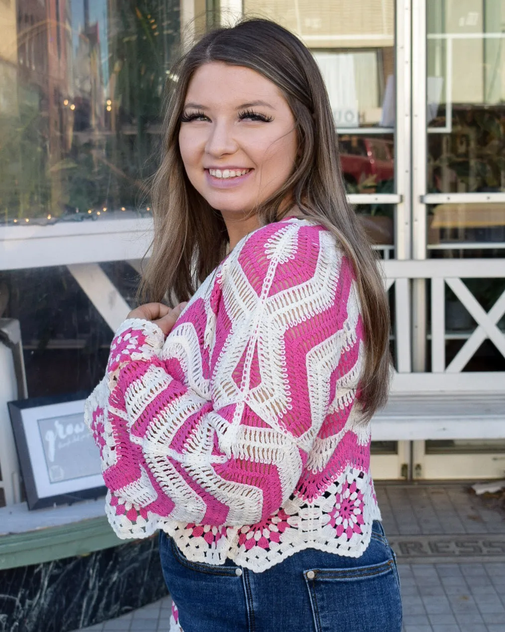ARABELLA CROCHET TOP - PINK