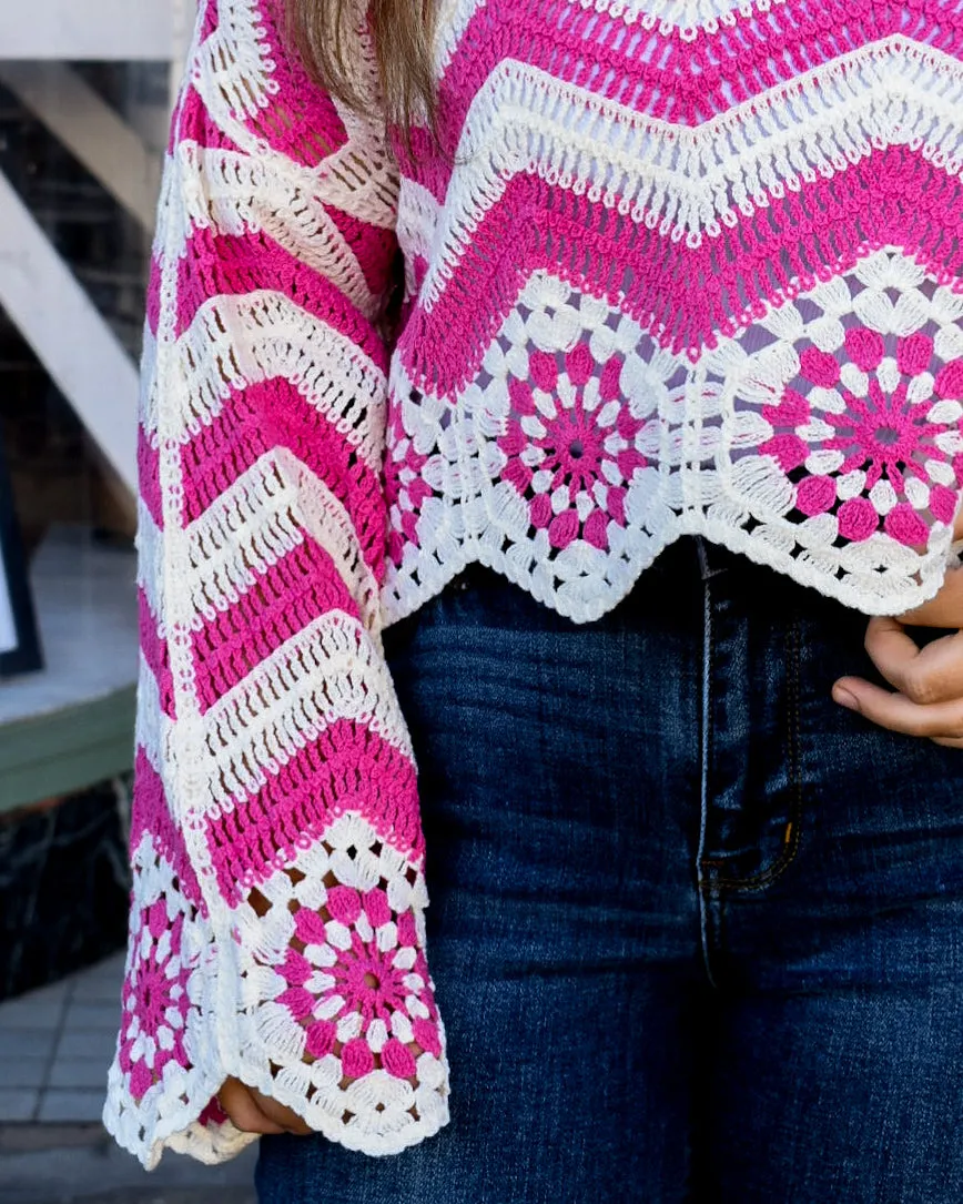 ARABELLA CROCHET TOP - PINK