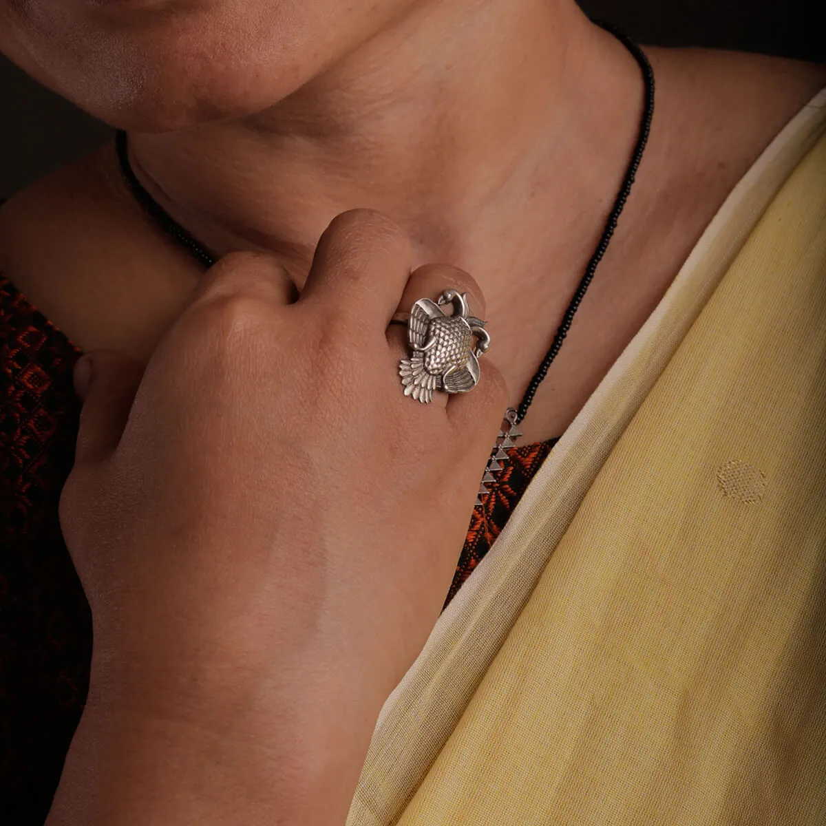 Aras (Gandabherunda) Silver Finger Ring - Small by MOHA