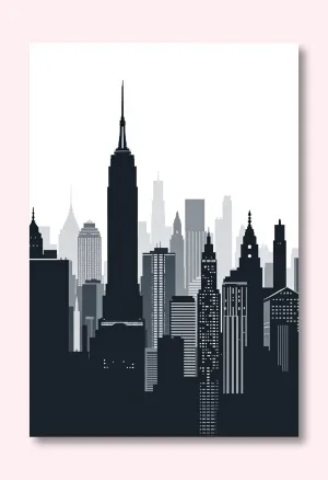 Architectural Symphony: Skyline Silhouette Wall Art Poster