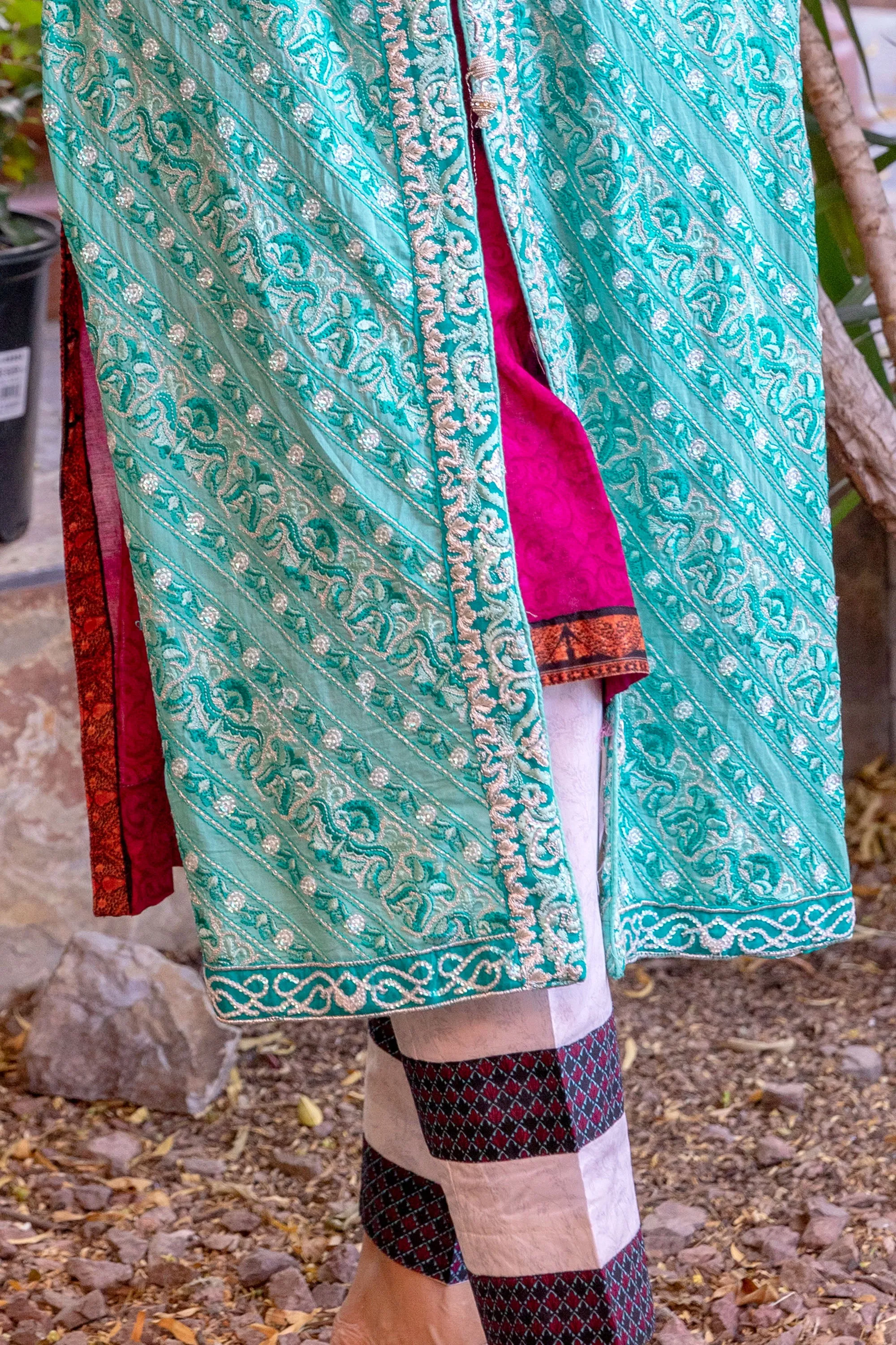 Asim Jofa Teal Salwar Kameez Suit With Embroidery