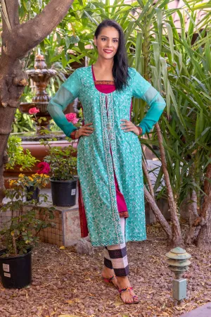 Asim Jofa Teal Salwar Kameez Suit With Embroidery