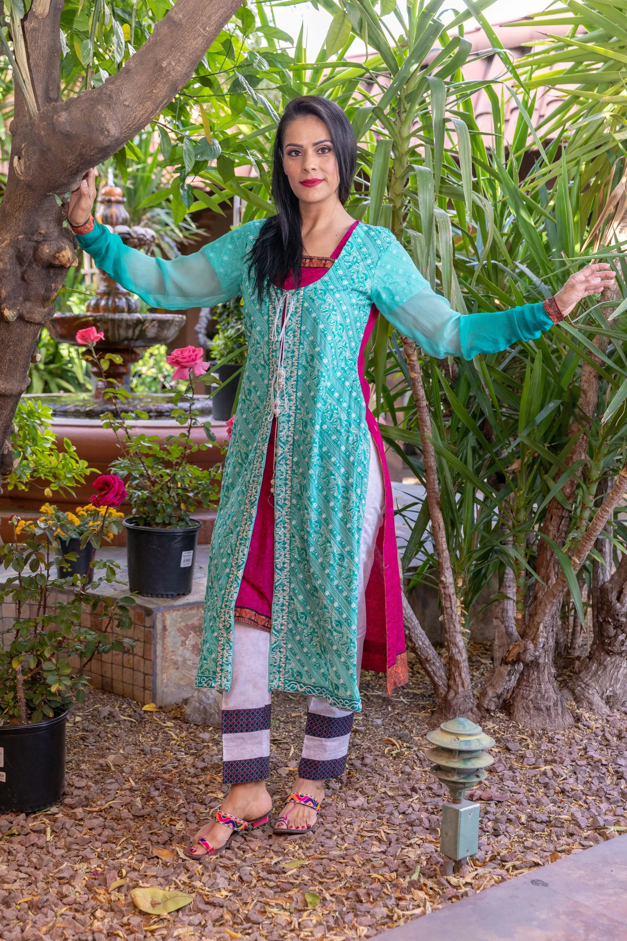 Asim Jofa Teal Salwar Kameez Suit With Embroidery