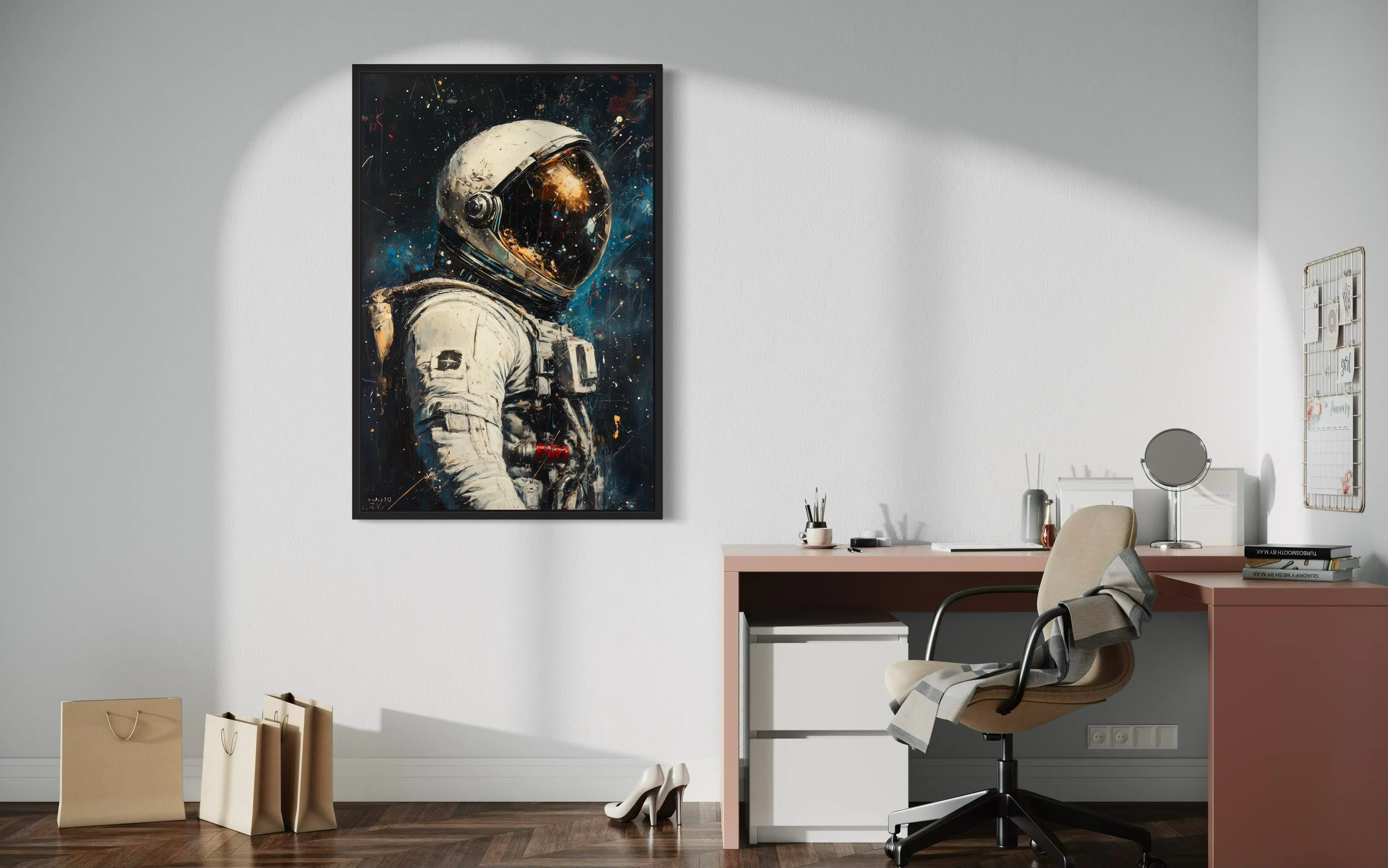Astronaut Graffiti Framed Canvas Wall Art