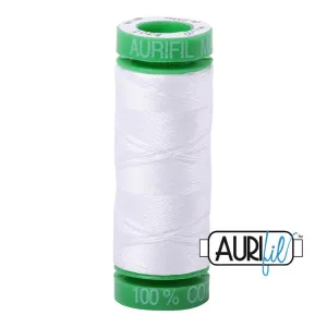 Aurifil 40wt White Cotton Mako Thread - Small Spool - #2024