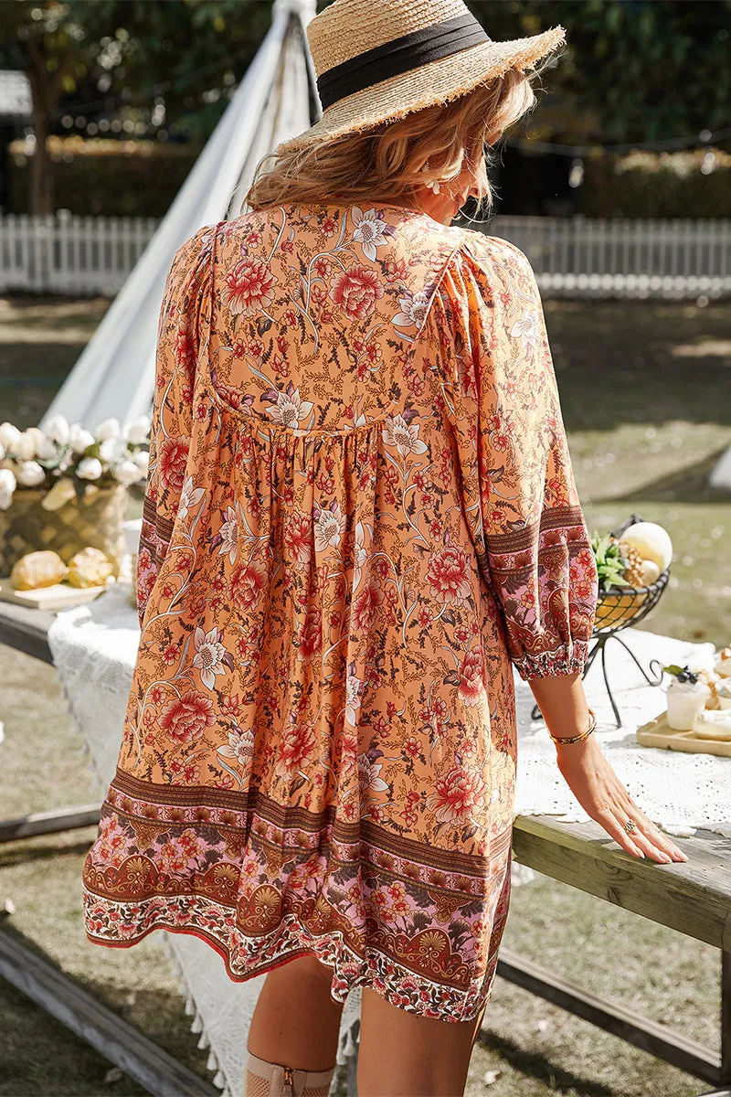 Aurina Boho Dress - Orange