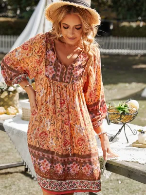 Aurina Boho Dress - Orange