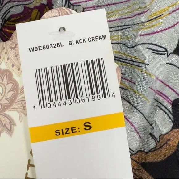 Band Of Gypsies BOG Size S RHO Floral Slip Midi Skirt Black Cream Pull On NEW