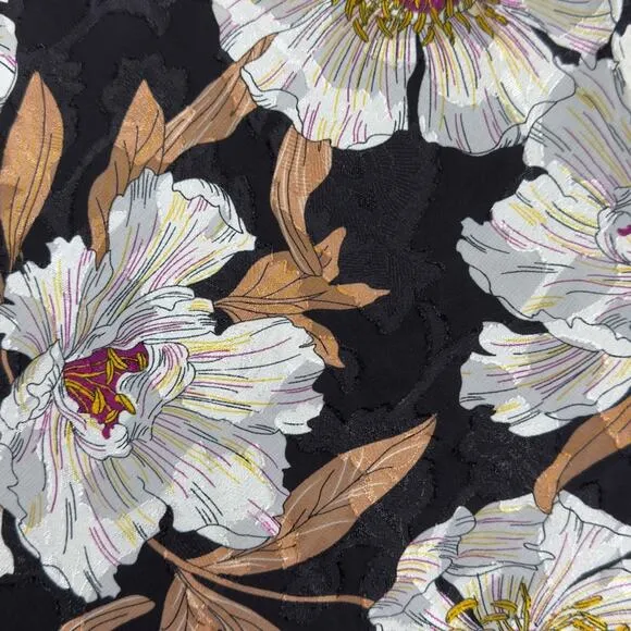 Band Of Gypsies BOG Size S RHO Floral Slip Midi Skirt Black Cream Pull On NEW