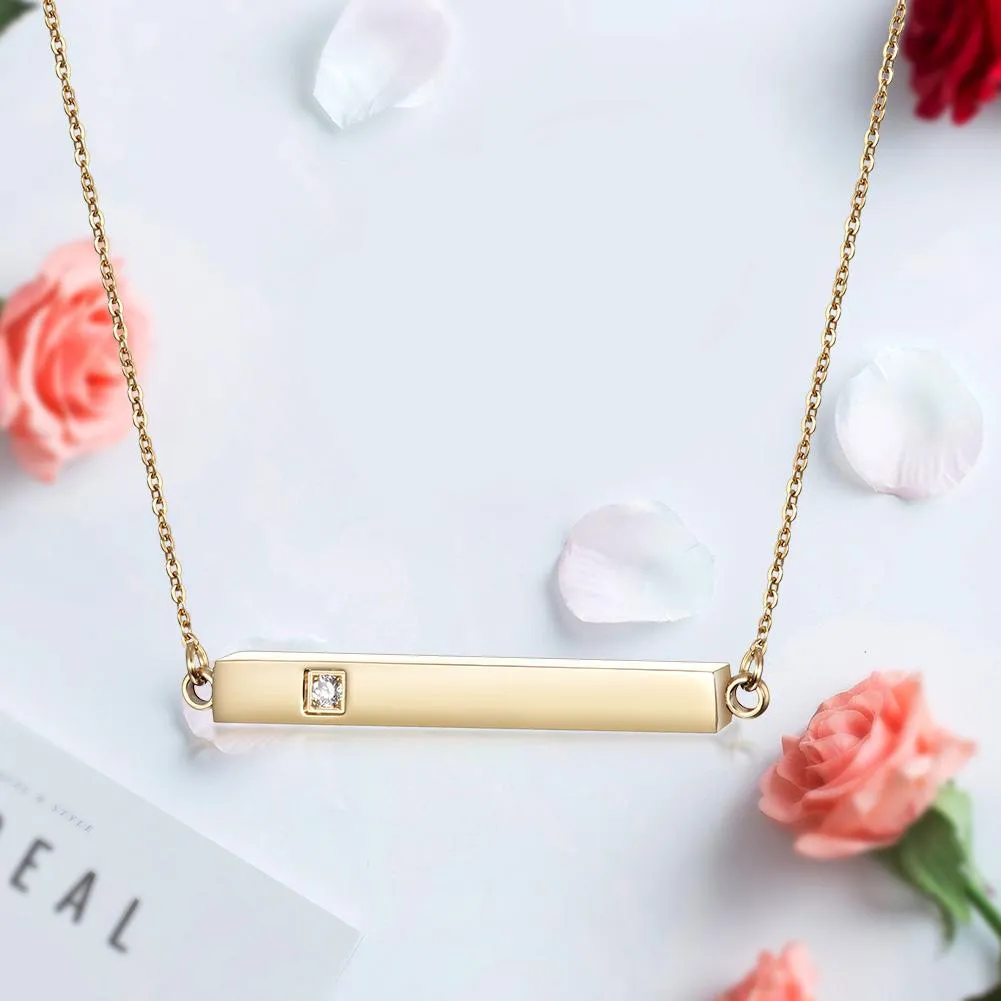 Bar Pendant with CZ Necklace