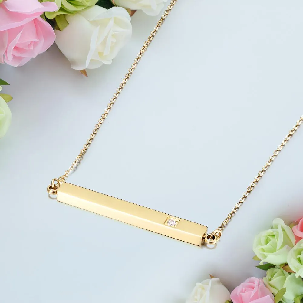 Bar Pendant with CZ Necklace