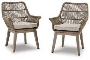 Beach Front Beige Arm Chair with Cushion (Set of 2)