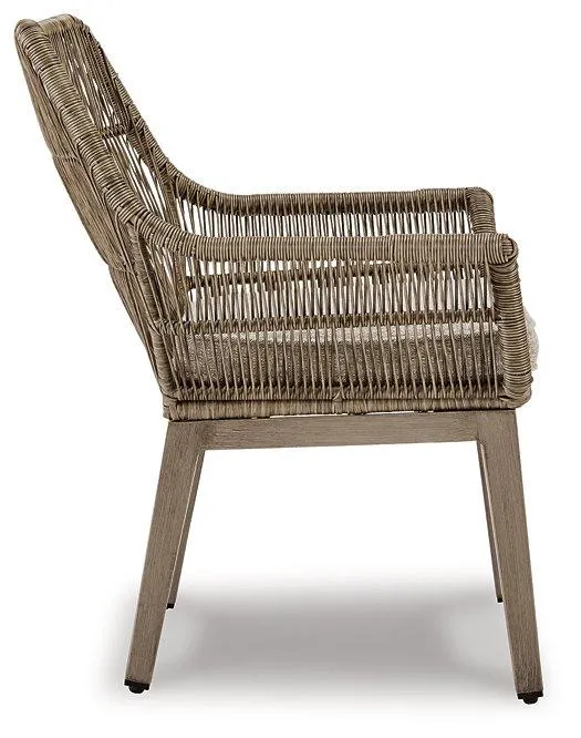 Beach Front Beige Arm Chair with Cushion (Set of 2)