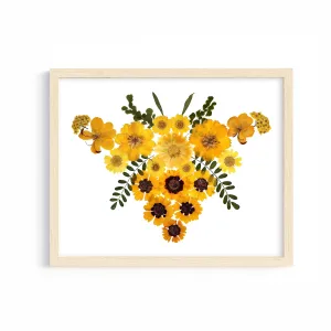 Bee with Yellow Wings Floral Art Print
