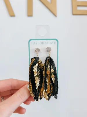 Black and Gold Tassel Earrings