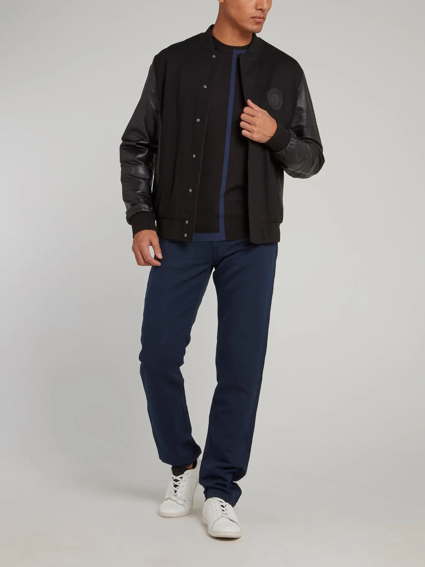 Black Contrast Lining Sweatshirt
