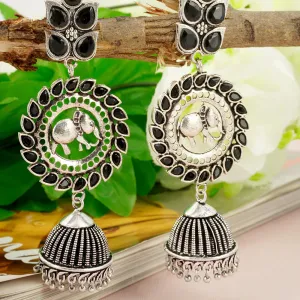 Black Crystal Elephant Jhumka