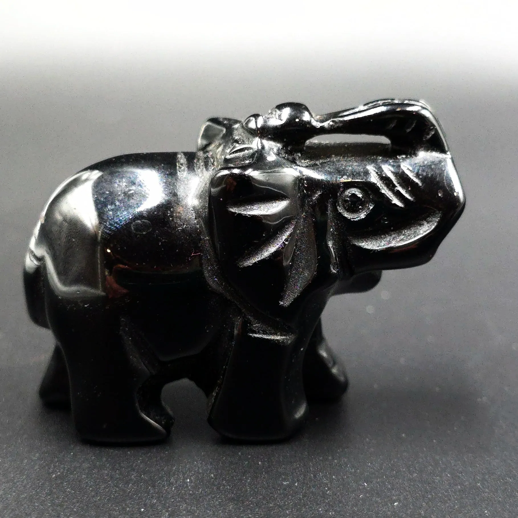 Black Onyx Elephant Figurine 2" 50mm