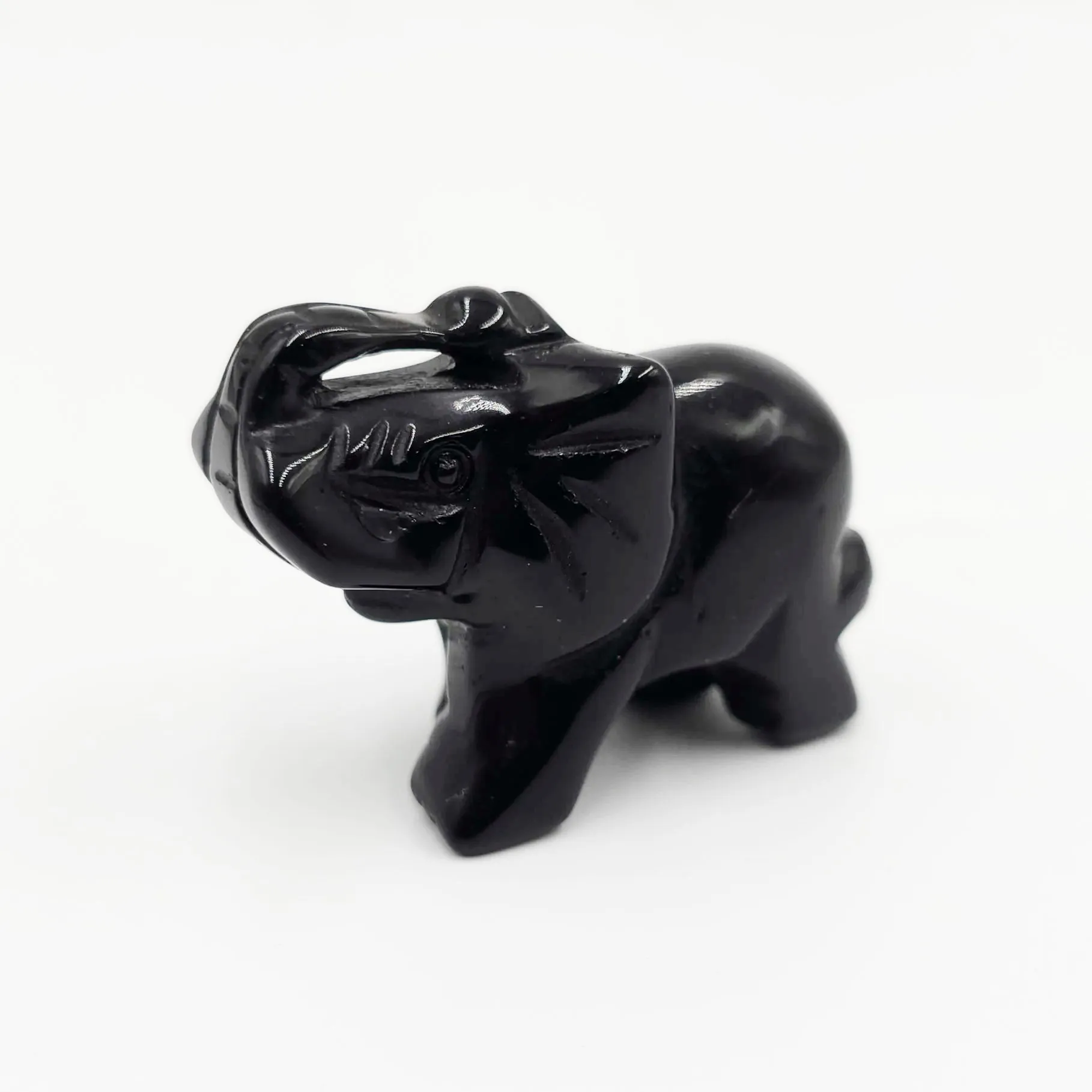 Black Onyx Elephant Figurine 2" 50mm
