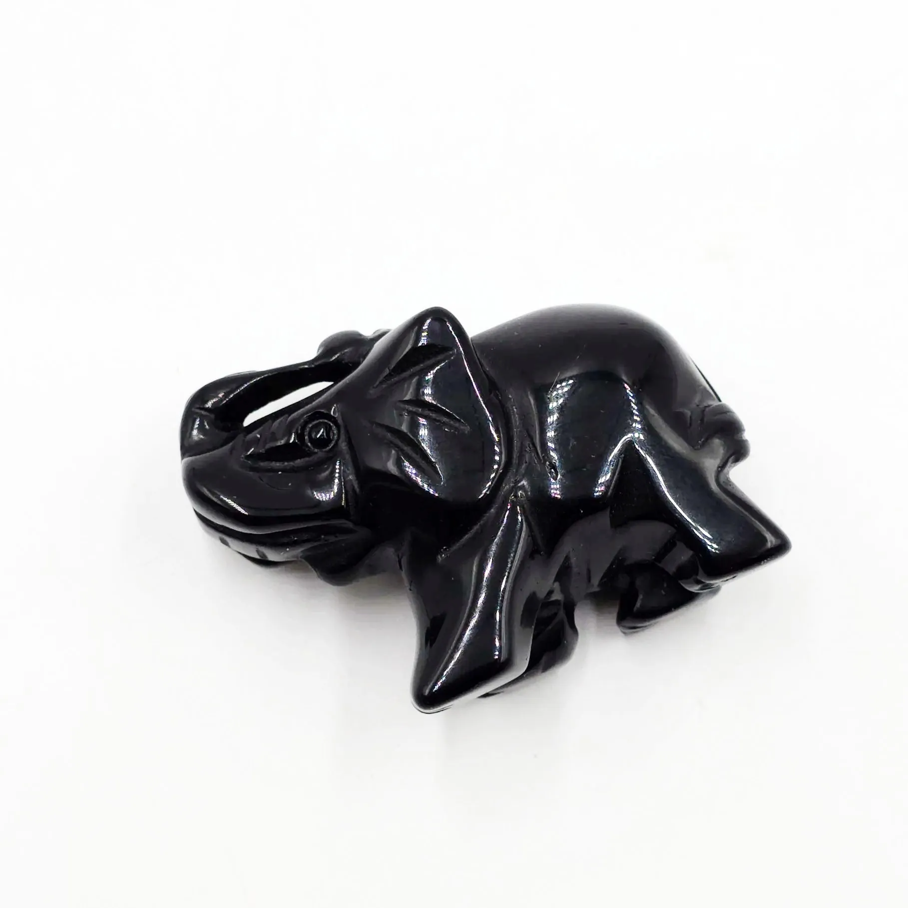 Black Onyx Elephant Figurine 2" 50mm