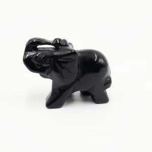 Black Onyx Elephant Figurine 2" 50mm