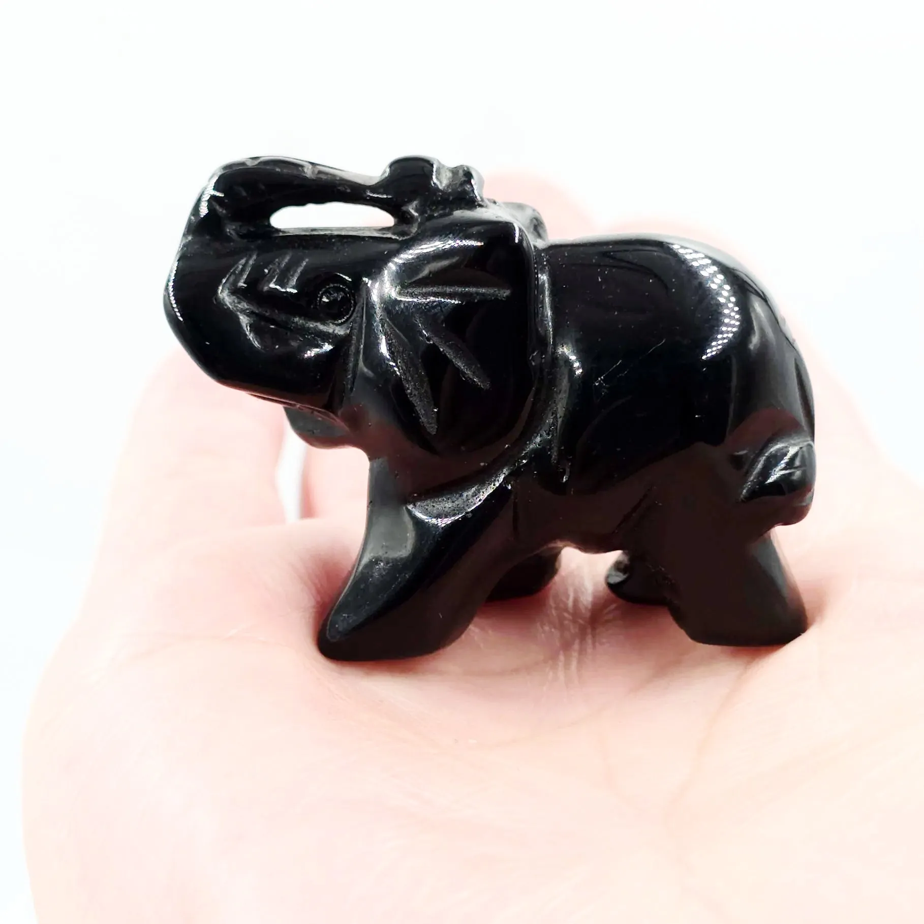 Black Onyx Elephant Figurine 2" 50mm