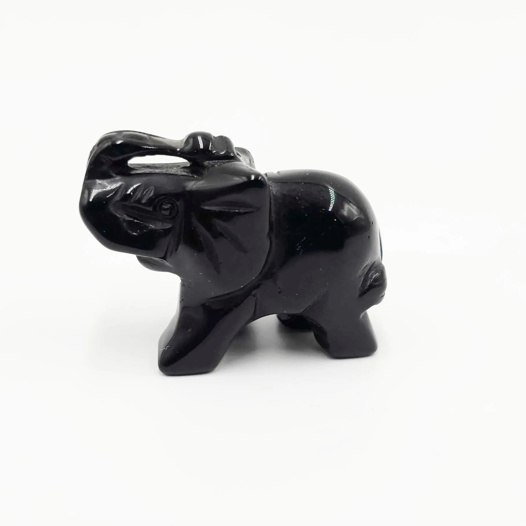 Black Onyx Elephant Figurine 2" 50mm