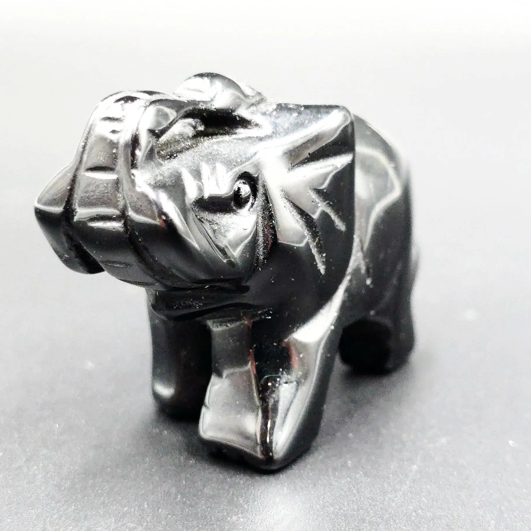 Black Onyx Elephant Figurine 2" 50mm