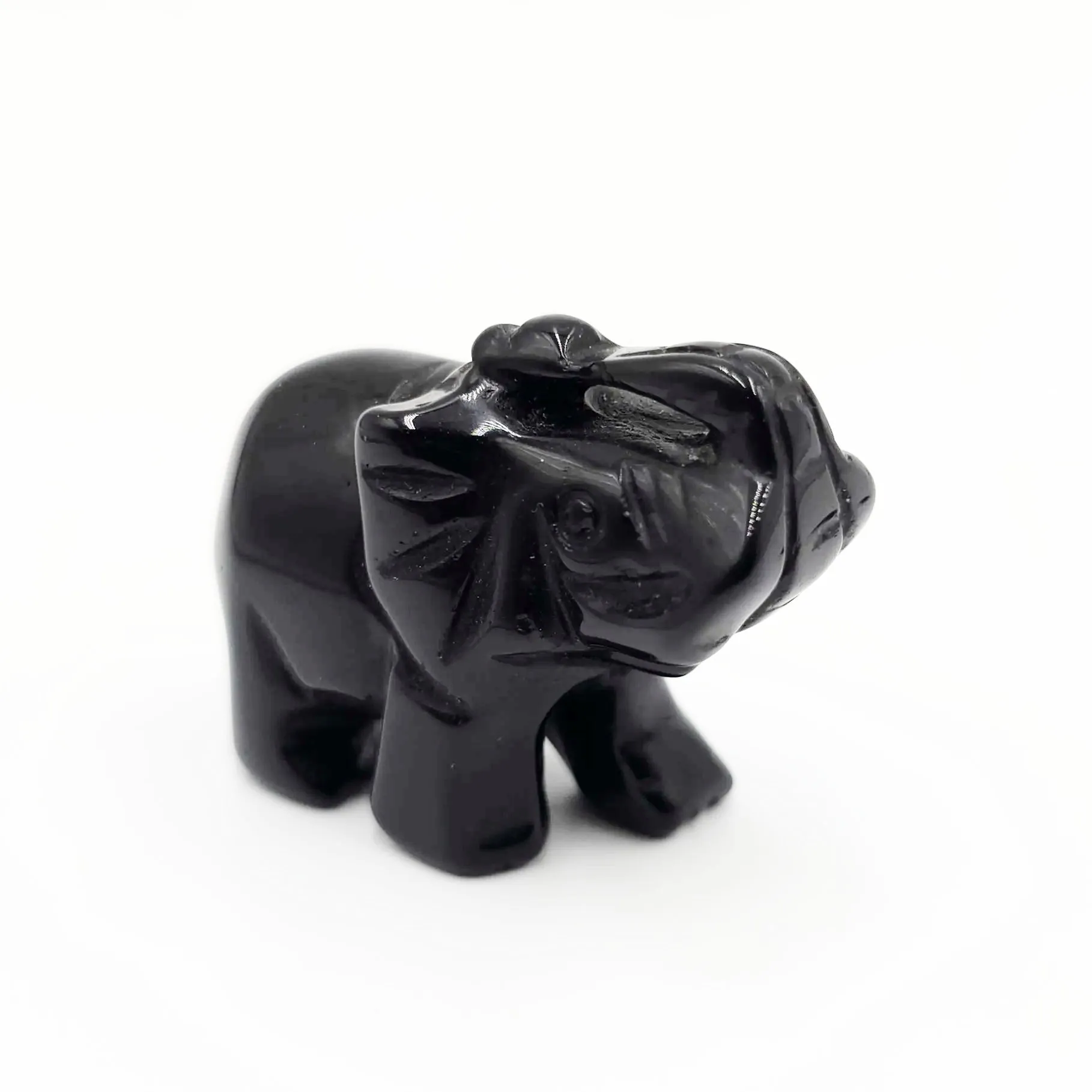 Black Onyx Elephant Figurine 2" 50mm