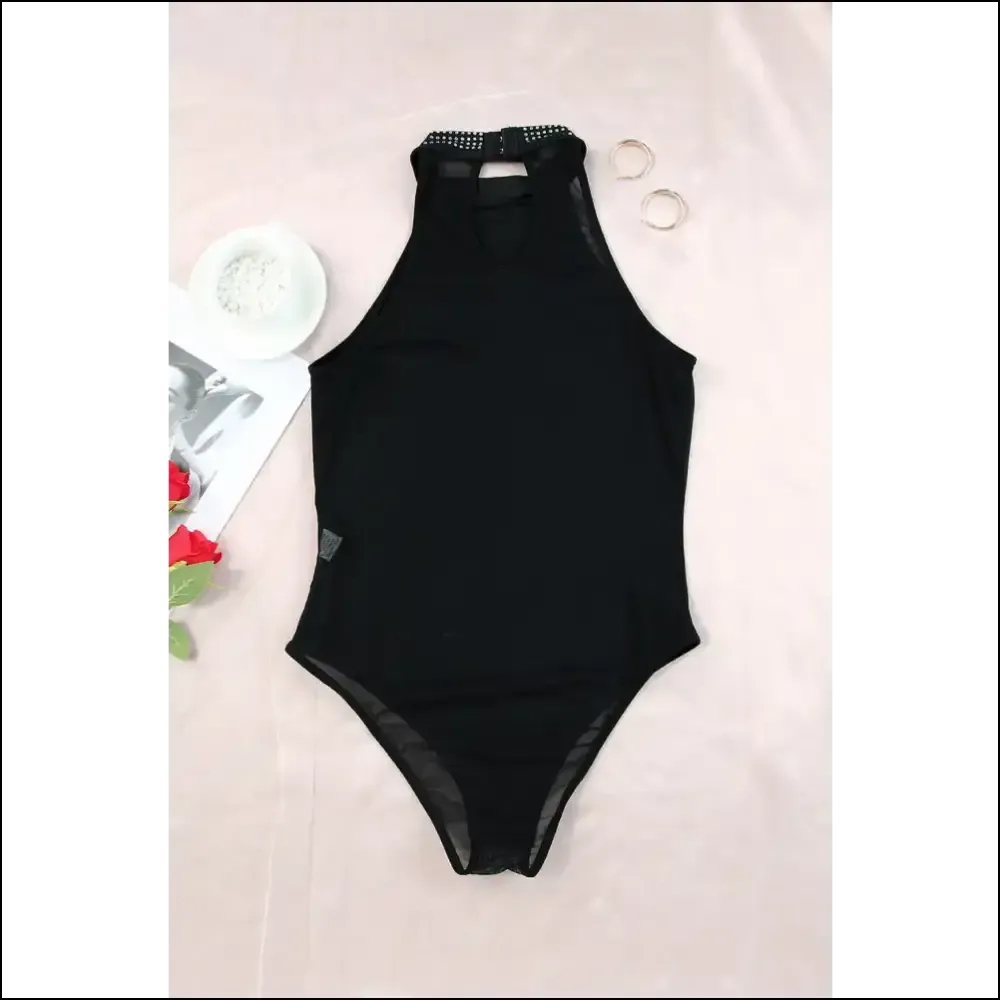 Black Rhinestone Bodysuit: Sparkle Like you Owe the Bank  ✨
